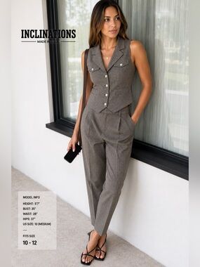 Inclinations VTG 90s Plaid Menswear Inspired Vest Trouser Pant Suit  USA Size 10
